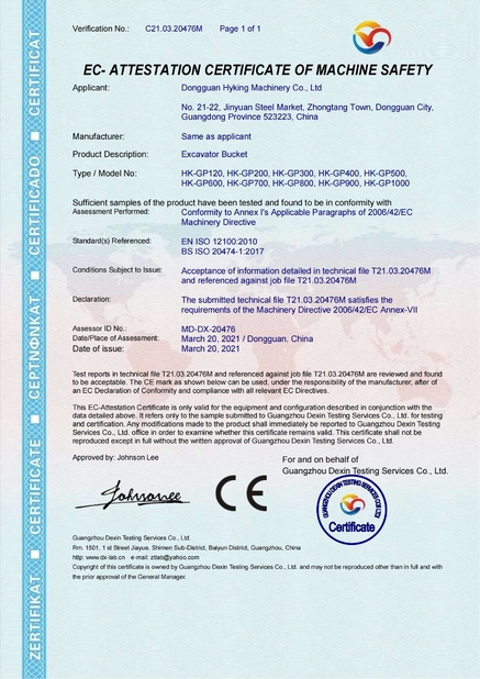 China Dongguan Hyking Machinery Co., Ltd. Certificaten